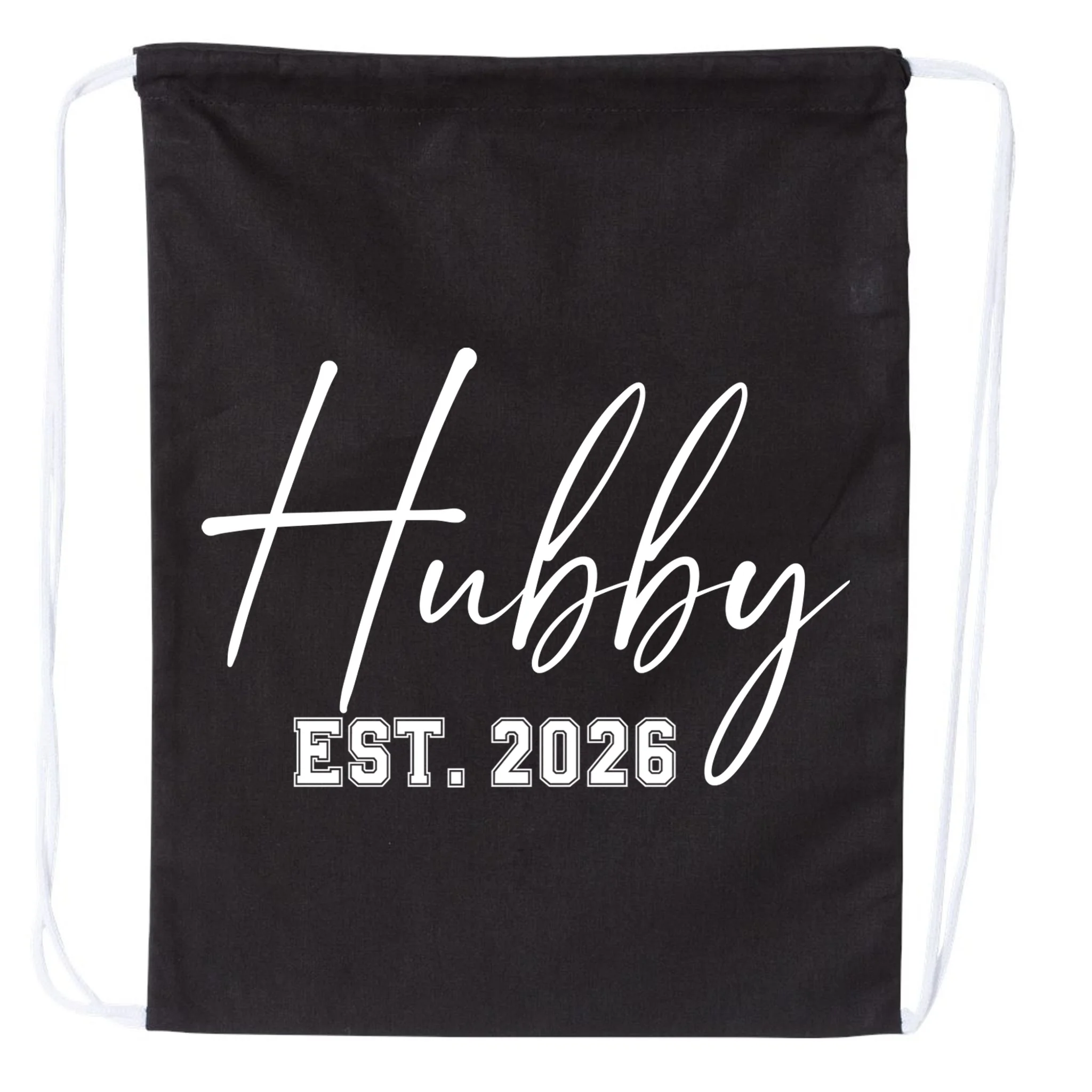 Hubby Est – Customizable Year Wedding Gift for Anniversary Drawstring Bag - Front
