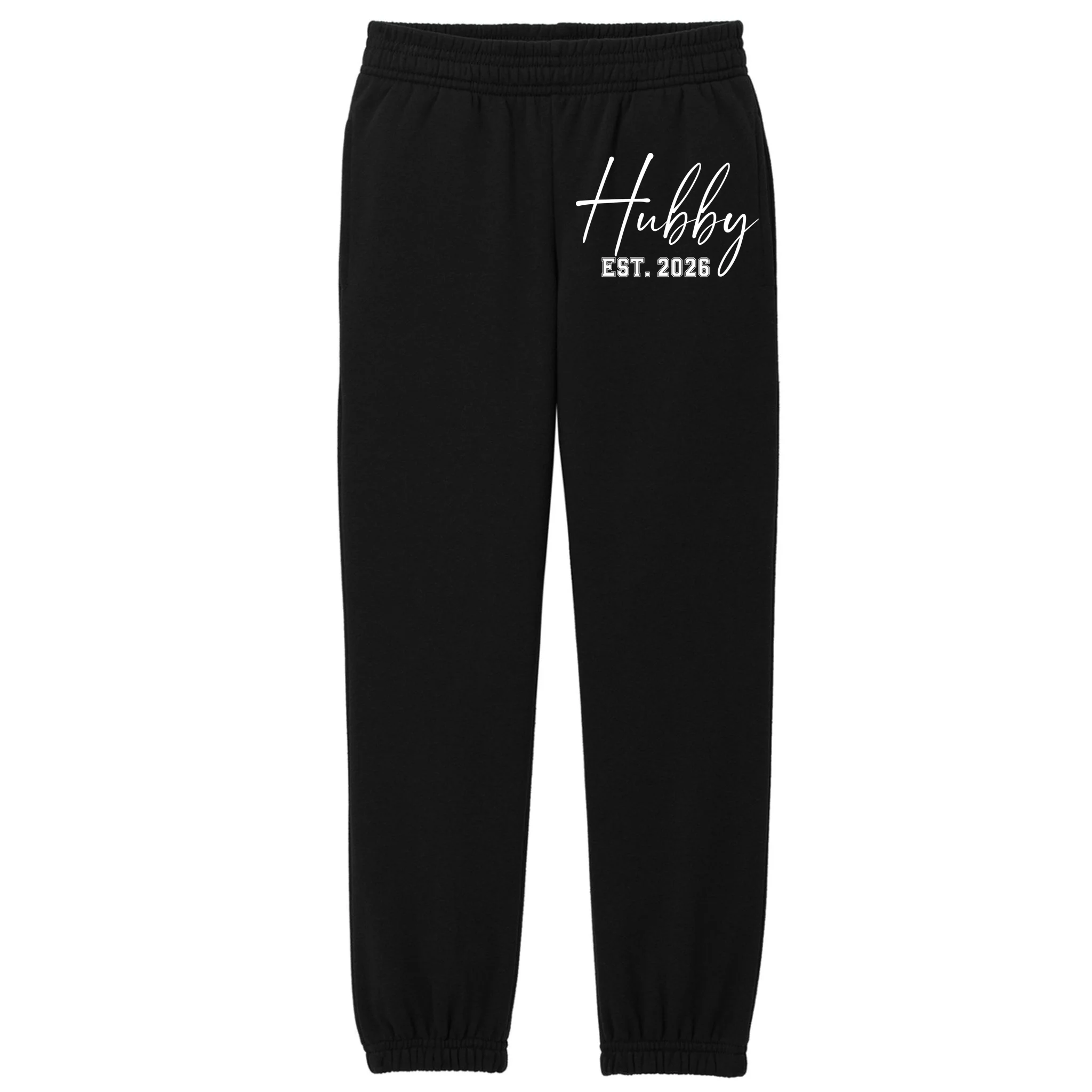 Hubby Est – Customizable Year Wedding Gift for Anniversary Kids Fleece Sweatpants - Front