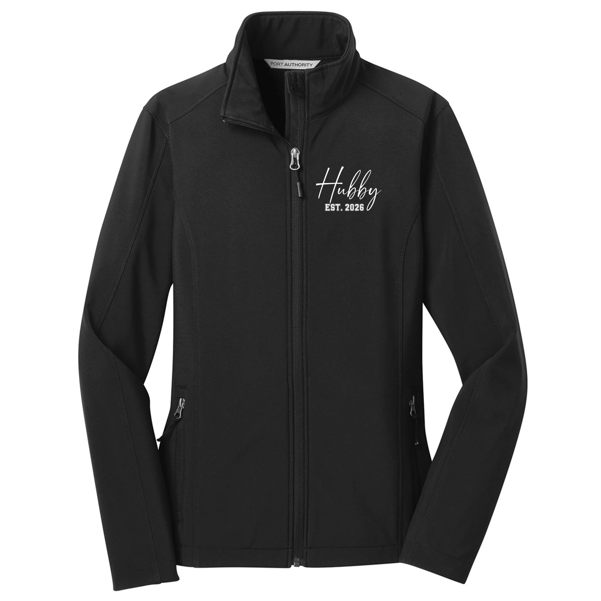 Hubby Est – Customizable Year Wedding Gift for Anniversary Women's Soft Jacket - Front