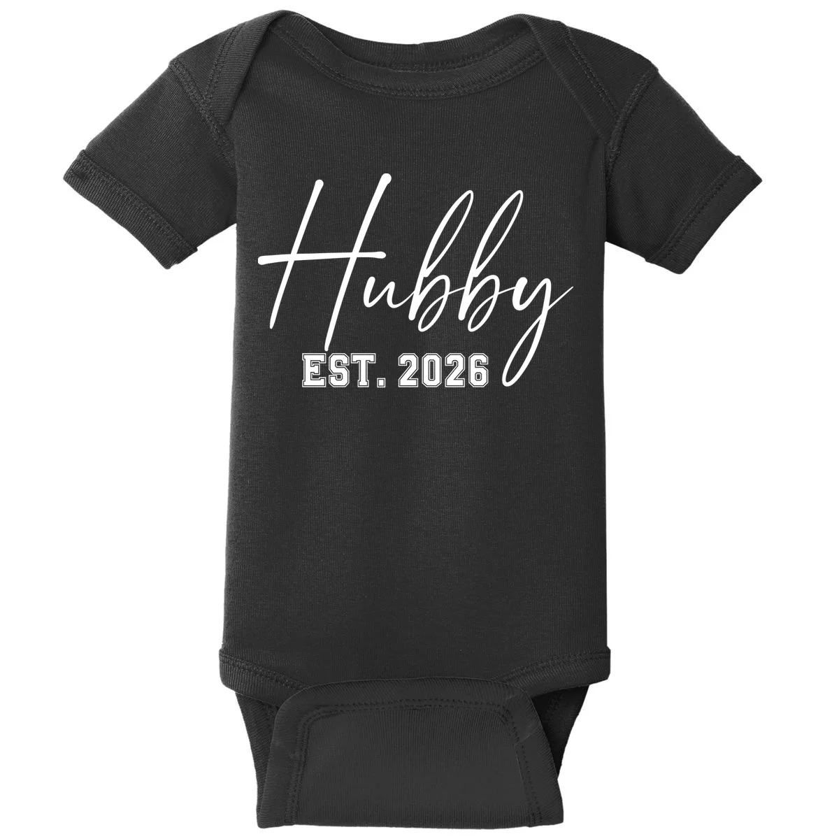 Hubby Est – Customizable Year Wedding Gift for Anniversary Baby Bodysuit - Front