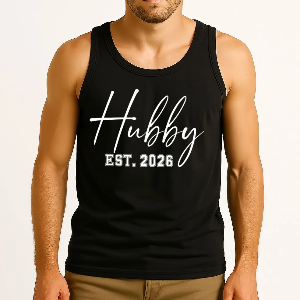 Hubby Est – Customizable Year Wedding Gift for Anniversary Tank Top - Front 2