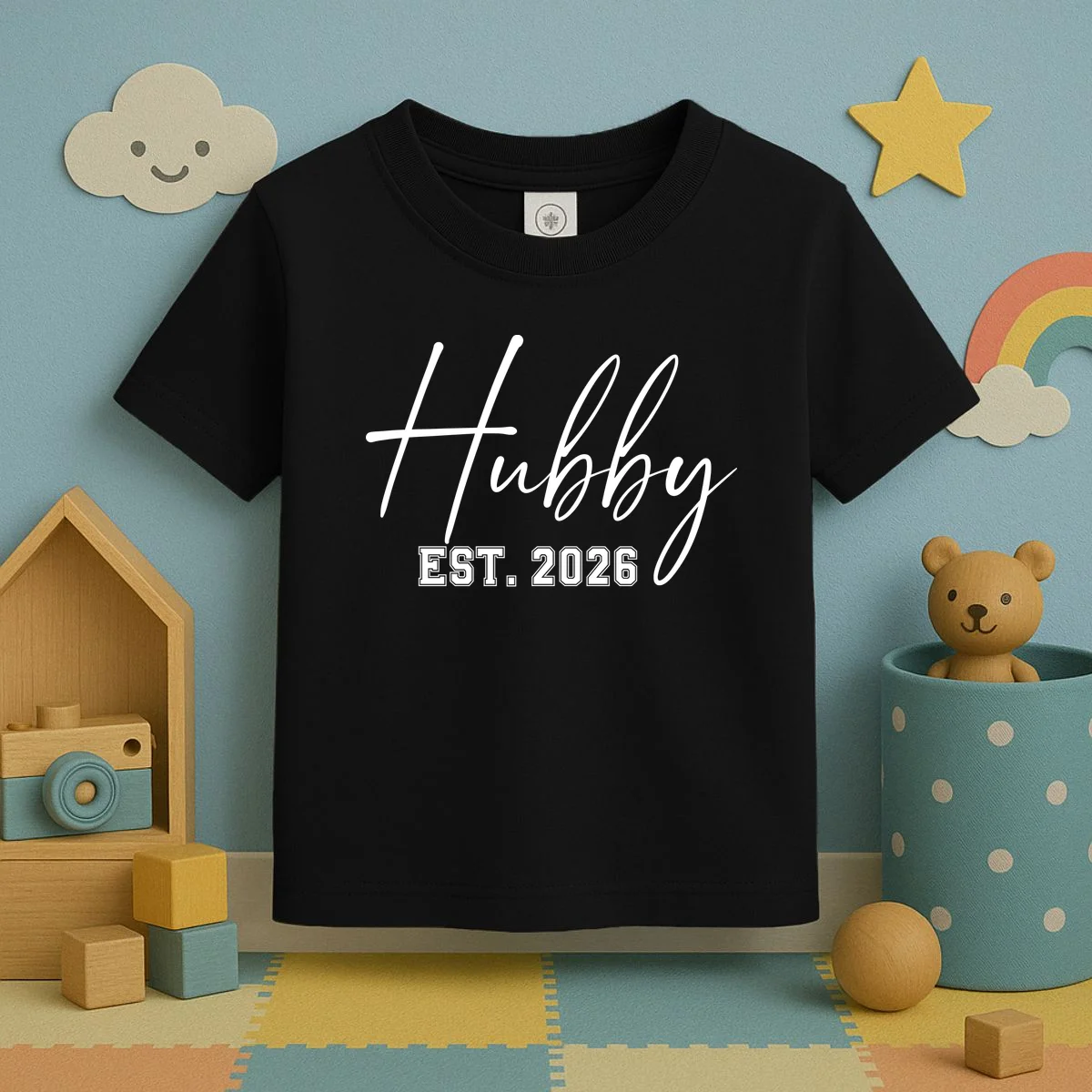 Hubby Est – Customizable Year Wedding Gift for Anniversary Toddler T-Shirt - Front 2
