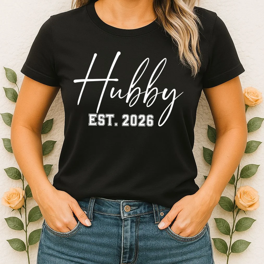 Hubby Est – Customizable Year Wedding Gift for Anniversary Women's T-Shirt - Front 1