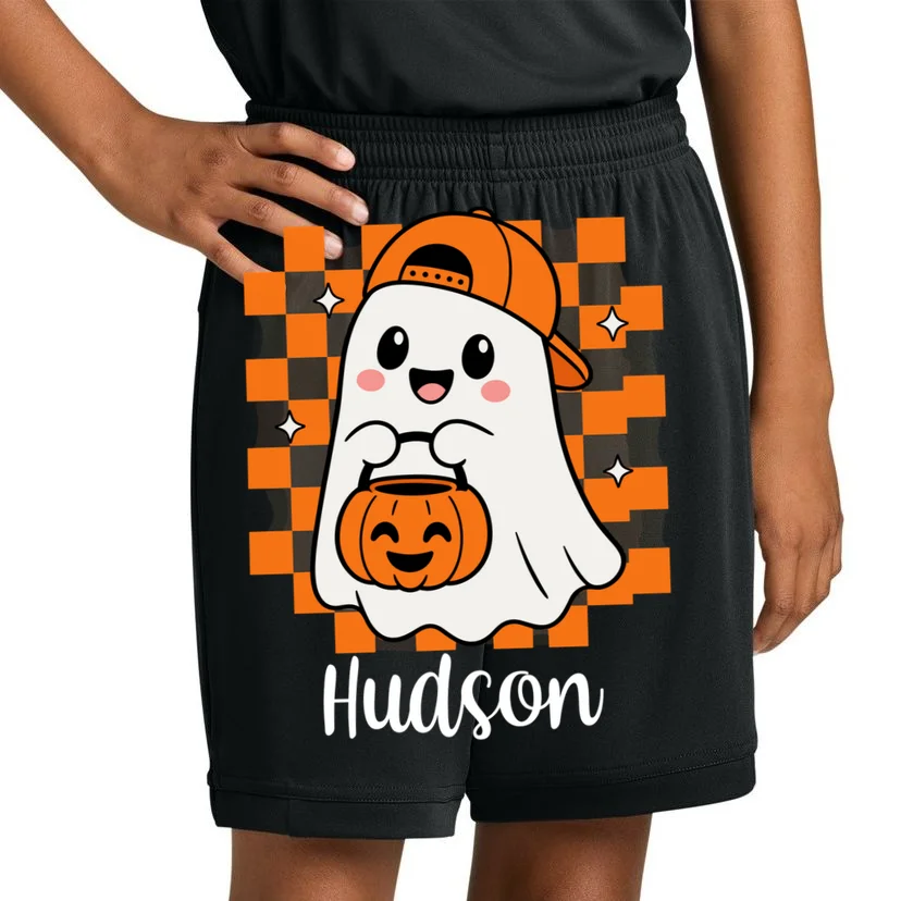 Halloween Ghost Name Personalized Custom Gift - Cute Ghost Pumpkin Custom Design Kids Shorts - Front 1