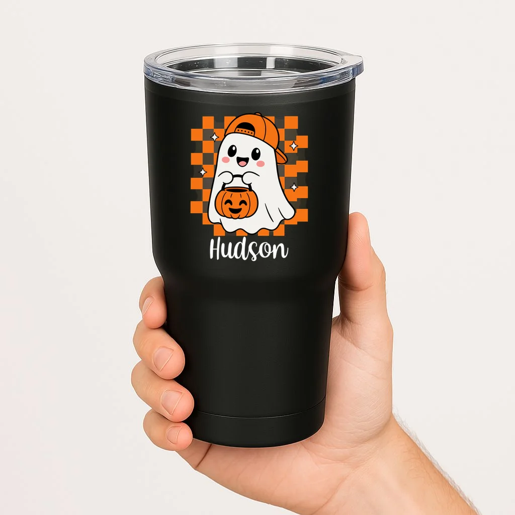 Halloween Ghost Name Personalized Custom Gift - Cute Ghost Pumpkin Custom Design 20oz Tumbler - Front 1