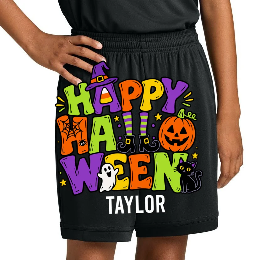 Halloween Happy Halloween Personalized Name - Cute Halloween Character Design Kids Shorts - Front 1