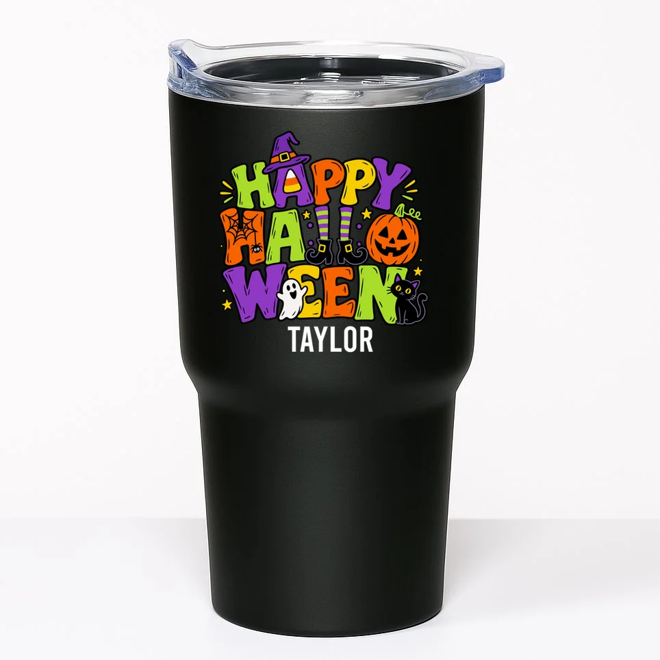 Halloween Happy Halloween Personalized Name - Cute Halloween Character Design 20oz Tumbler Front