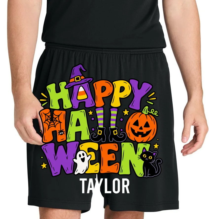 Halloween Happy Halloween Personalized Name - Cute Halloween Character Design Men's Shorts - Front 1