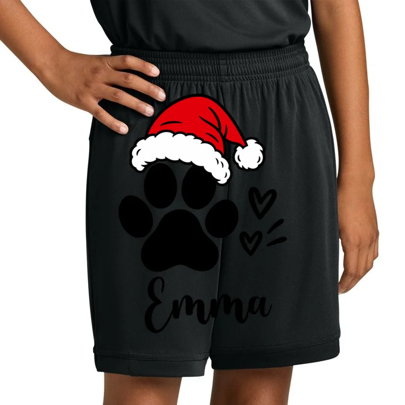 Christmas Black Cat Personalized Pet Gift - Cute Santa Hat Cat Custom Design Kids Shorts - Front 1