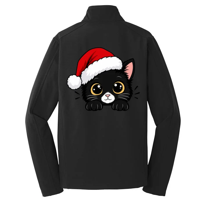 Christmas Black Cat Personalized Pet Gift - Cute Santa Hat Cat Custom Design Men's Soft Jacket - Back - Close-up