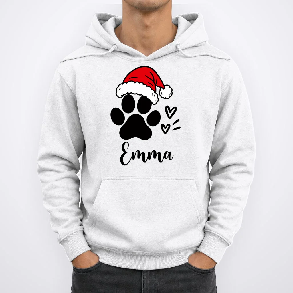 Christmas Black Cat Personalized Pet Gift - Cute Santa Hat Cat Custom Design Men's Hoodie - Front 1