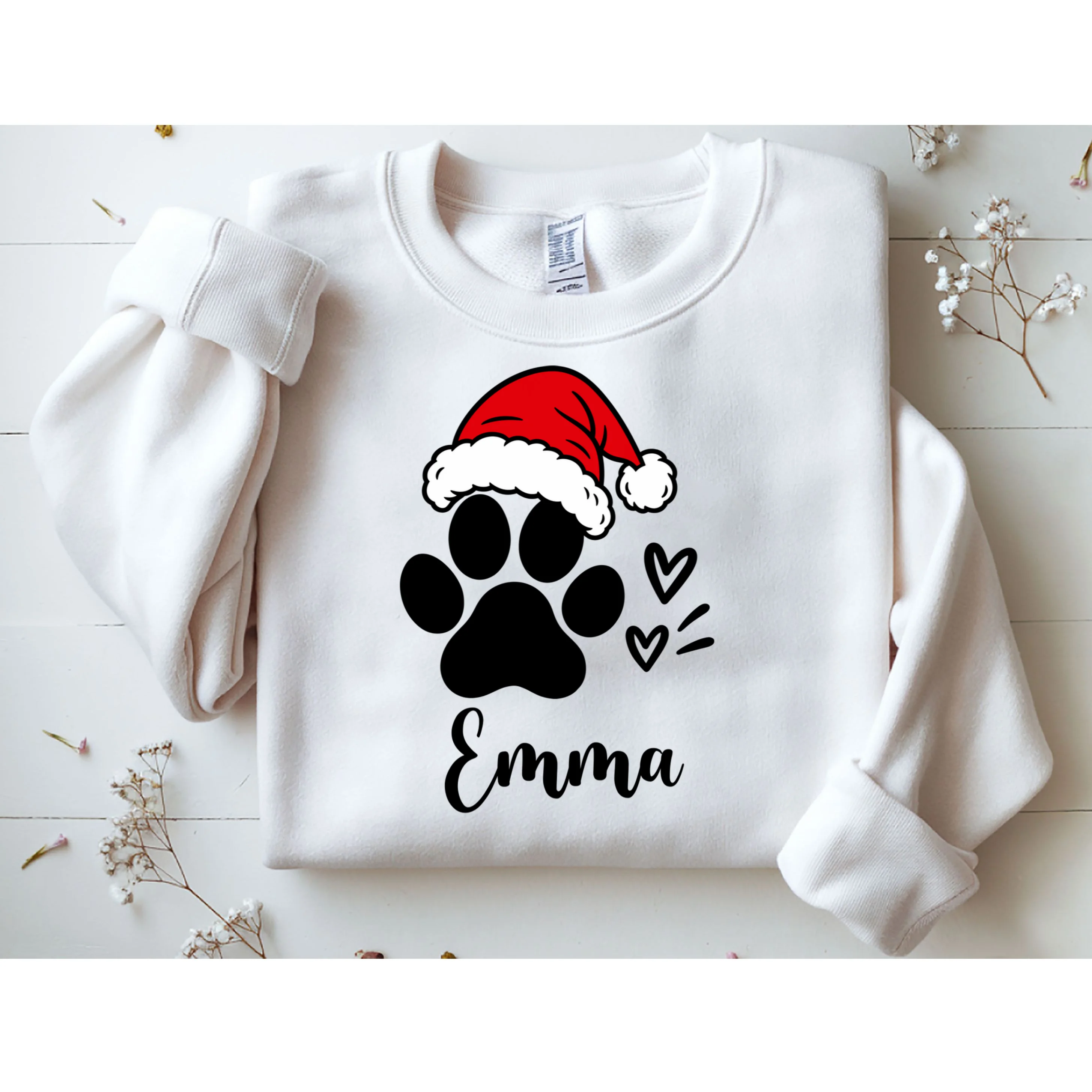 Christmas Black Cat Personalized Pet Gift - Cute Santa Hat Cat Custom Design Men's Sweatshirt - Front 1