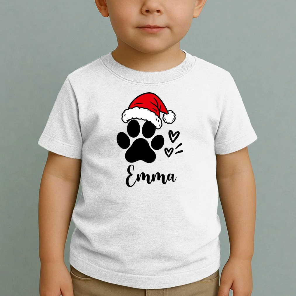 Christmas Black Cat Personalized Pet Gift - Cute Santa Hat Cat Custom Design Toddler T-Shirt - Front 1