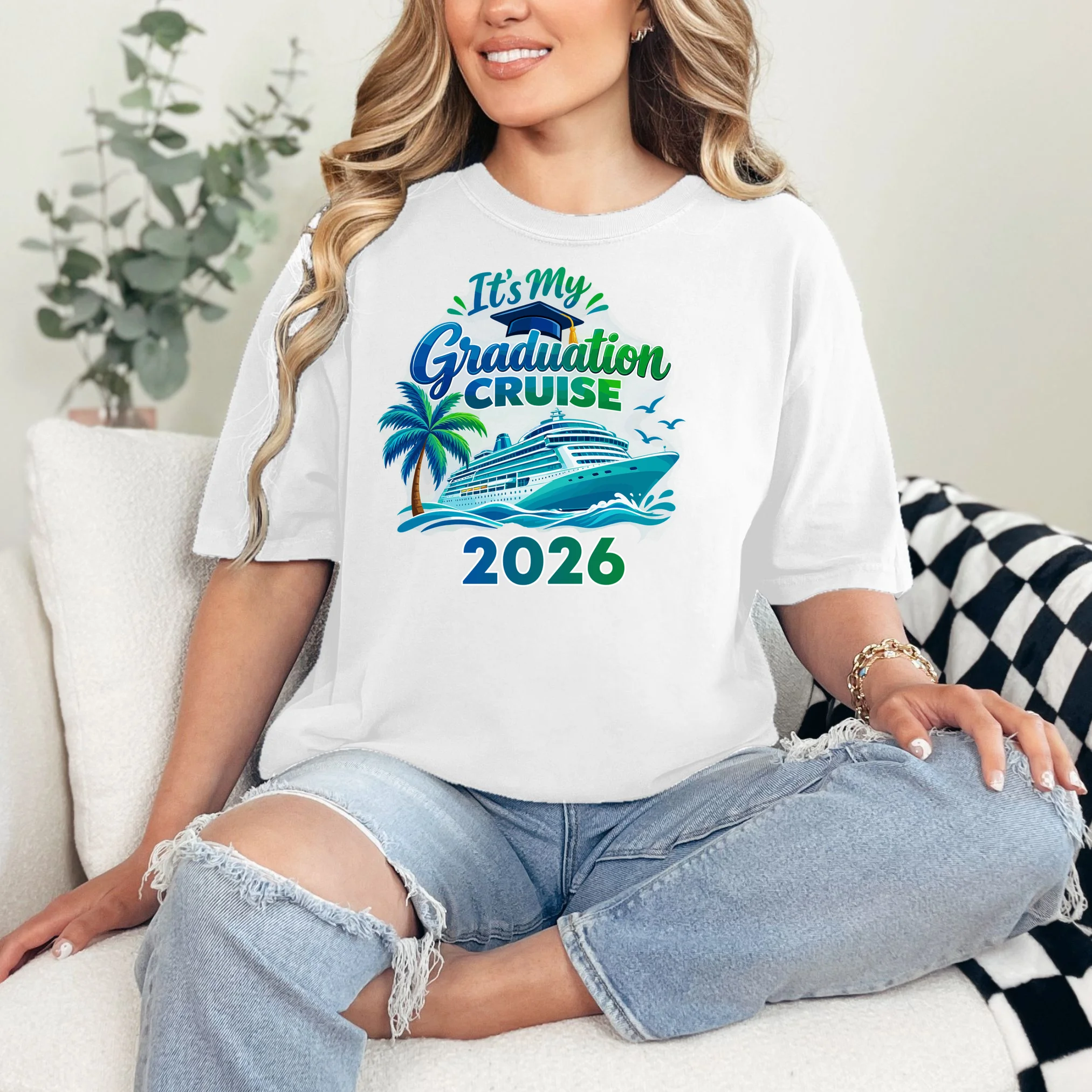 Graduation Cruise Custom Year Gift - Personalized Cruise Graduation Class Year Design Comfort Colors Unisex T-Shirt - Front 1