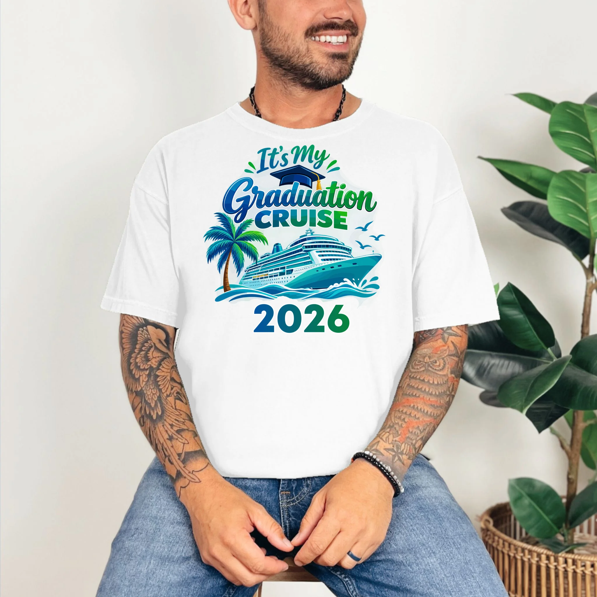 Graduation Cruise Custom Year Gift - Personalized Cruise Graduation Class Year Design Comfort Colors Unisex T-Shirt - Front 2