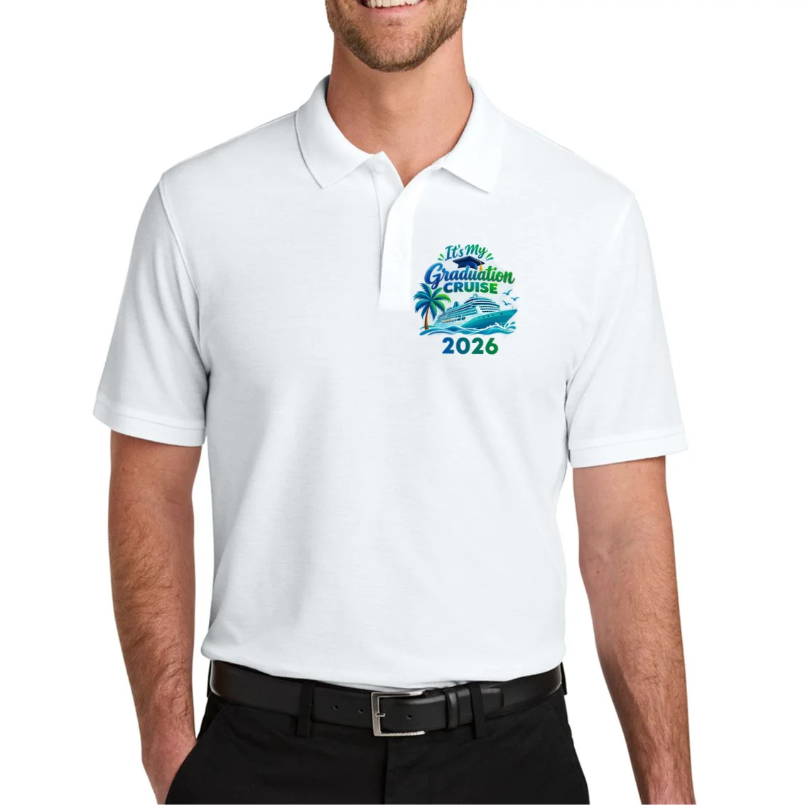 Graduation Cruise Custom Year Gift - Personalized Cruise Graduation Class Year Design Men's Polo - Front 1
