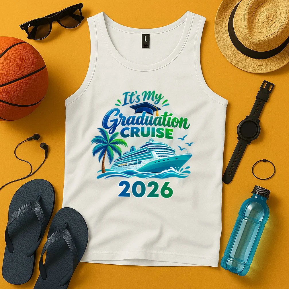 Graduation Cruise Custom Year Gift - Personalized Cruise Graduation Class Year Design Men's Tank Top - Front 3