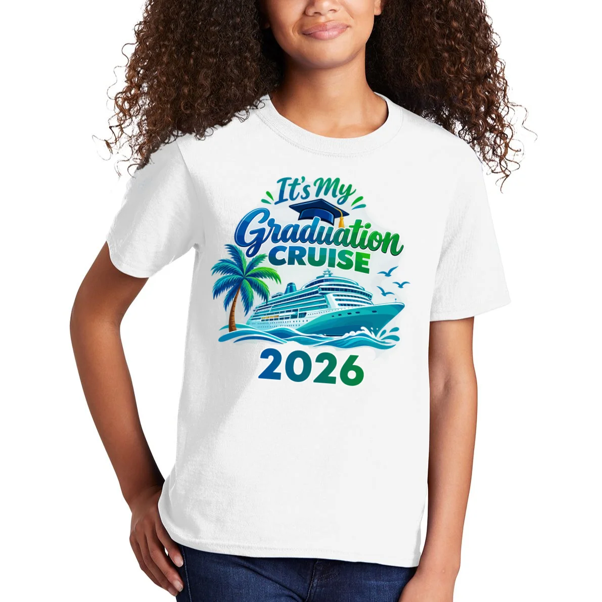 Graduation Cruise Custom Year Gift - Personalized Cruise Graduation Class Year Design Kids T-Shirt - Front 1