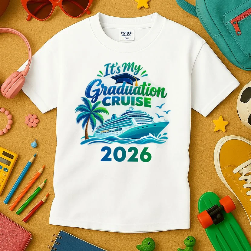 Graduation Cruise Custom Year Gift - Personalized Cruise Graduation Class Year Design Kids T-Shirt - Front 2