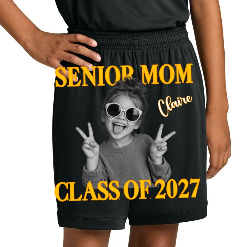 Senior Mom & Dad Personalized Photo Custom Gift - Class of 2027 Graduation Parent Design Kids Shorts - Front 1