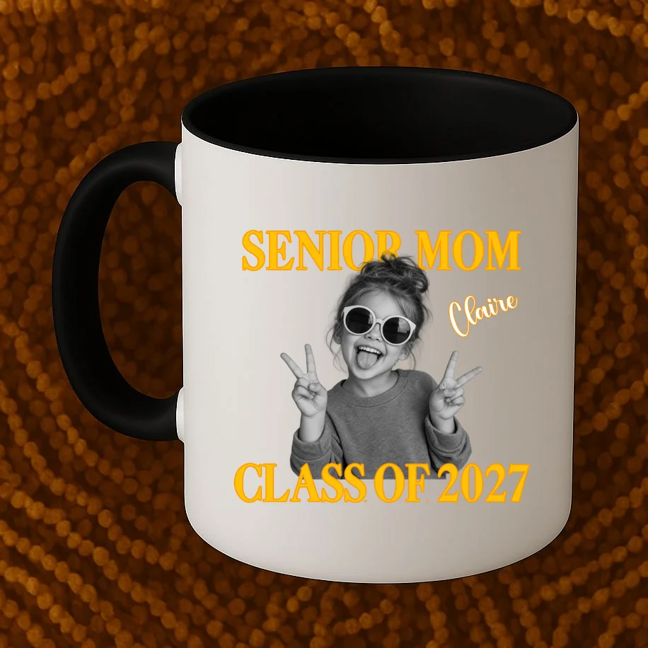Senior Mom & Dad Personalized Photo Custom Gift - Class of 2027 Graduation Parent Design Mug - Front 1