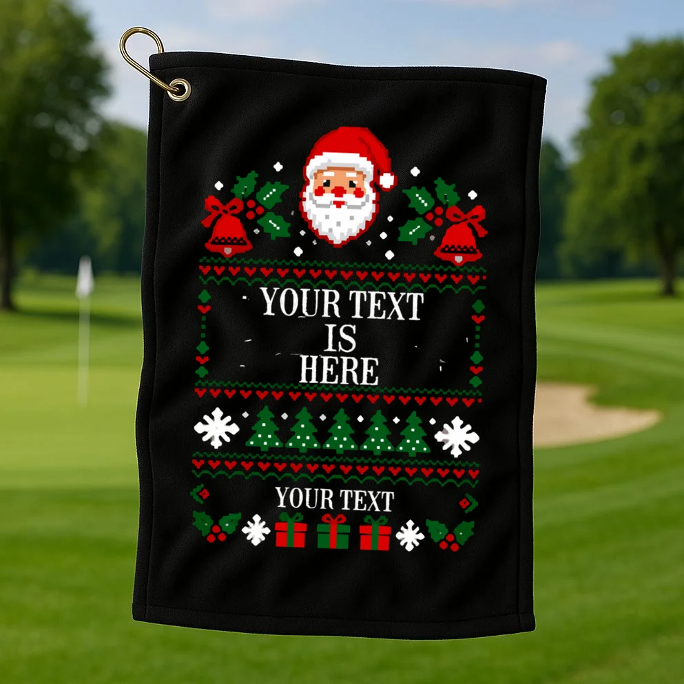 Custom Christmas Text Golf Towel - Front 1