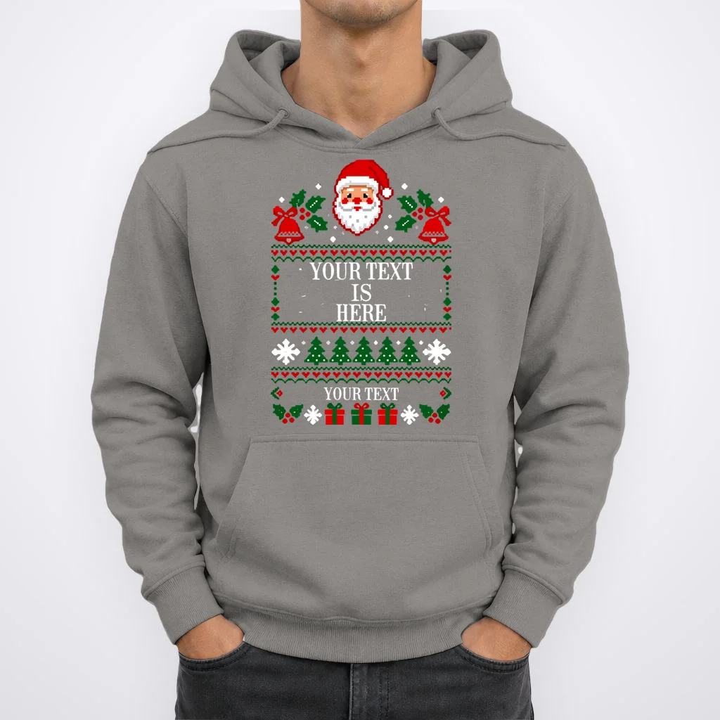 Custom Christmas Text Men's Hoodie - Front 1