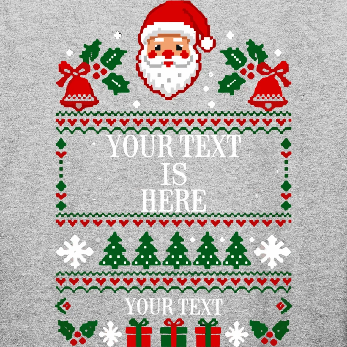 Custom Christmas Text Men's Long Sleeve Shirt - Front - Close-up