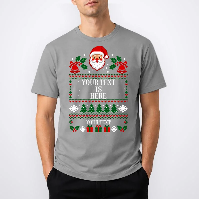 Custom Christmas Text Men's T-Shirt - Front 1