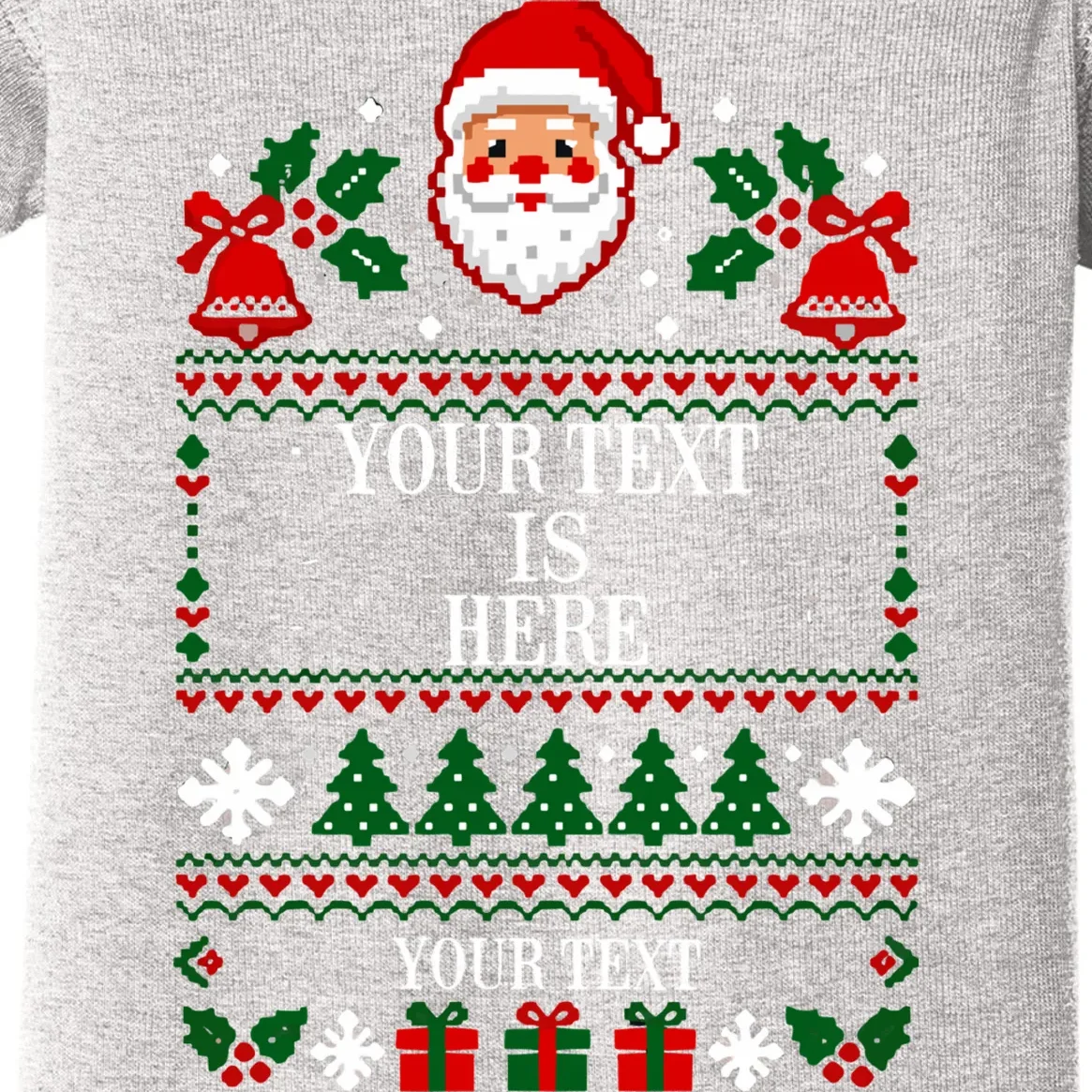 Custom Christmas Text Baby Bodysuit - Front - Close-up