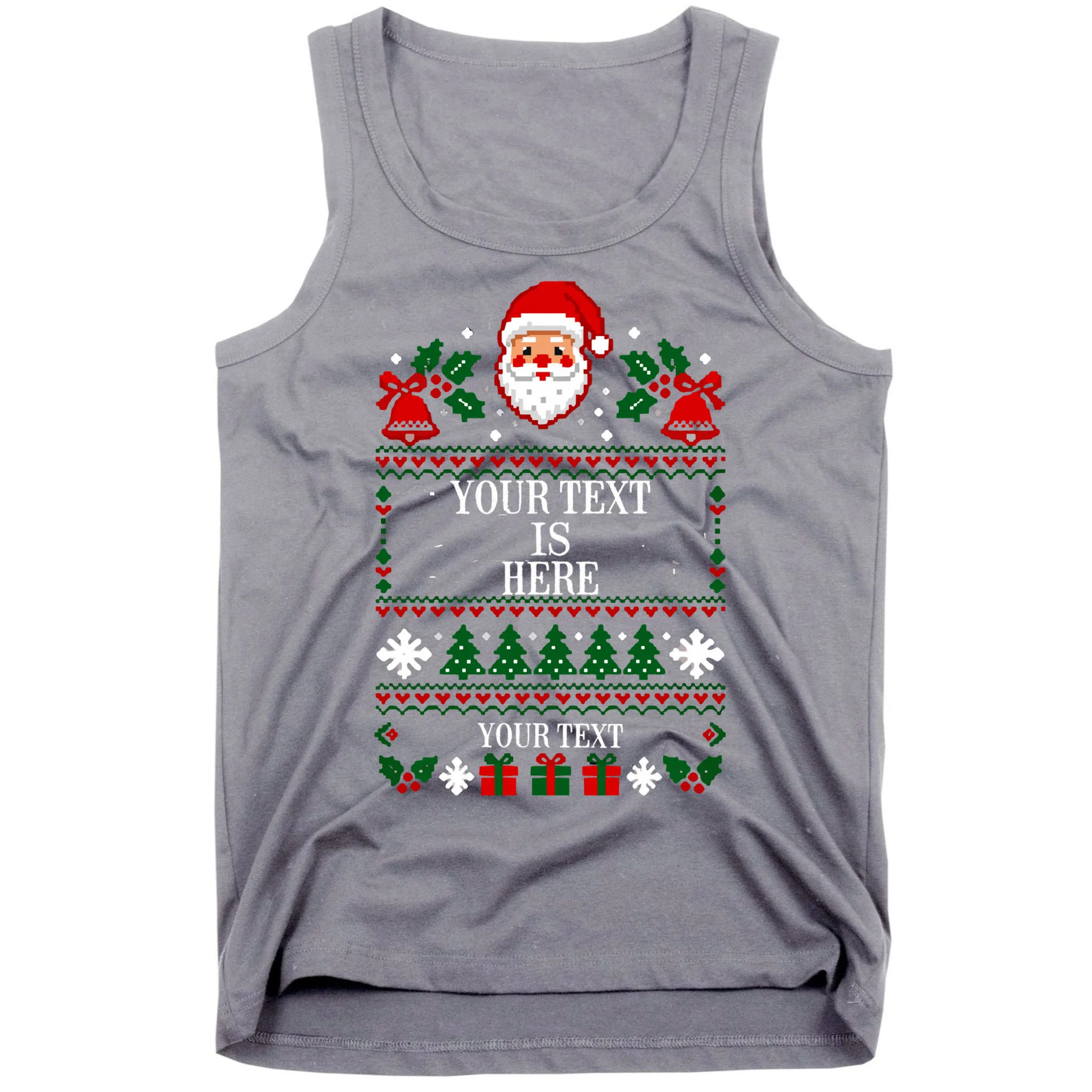 Custom Christmas Text Men's Tank Top - Front
