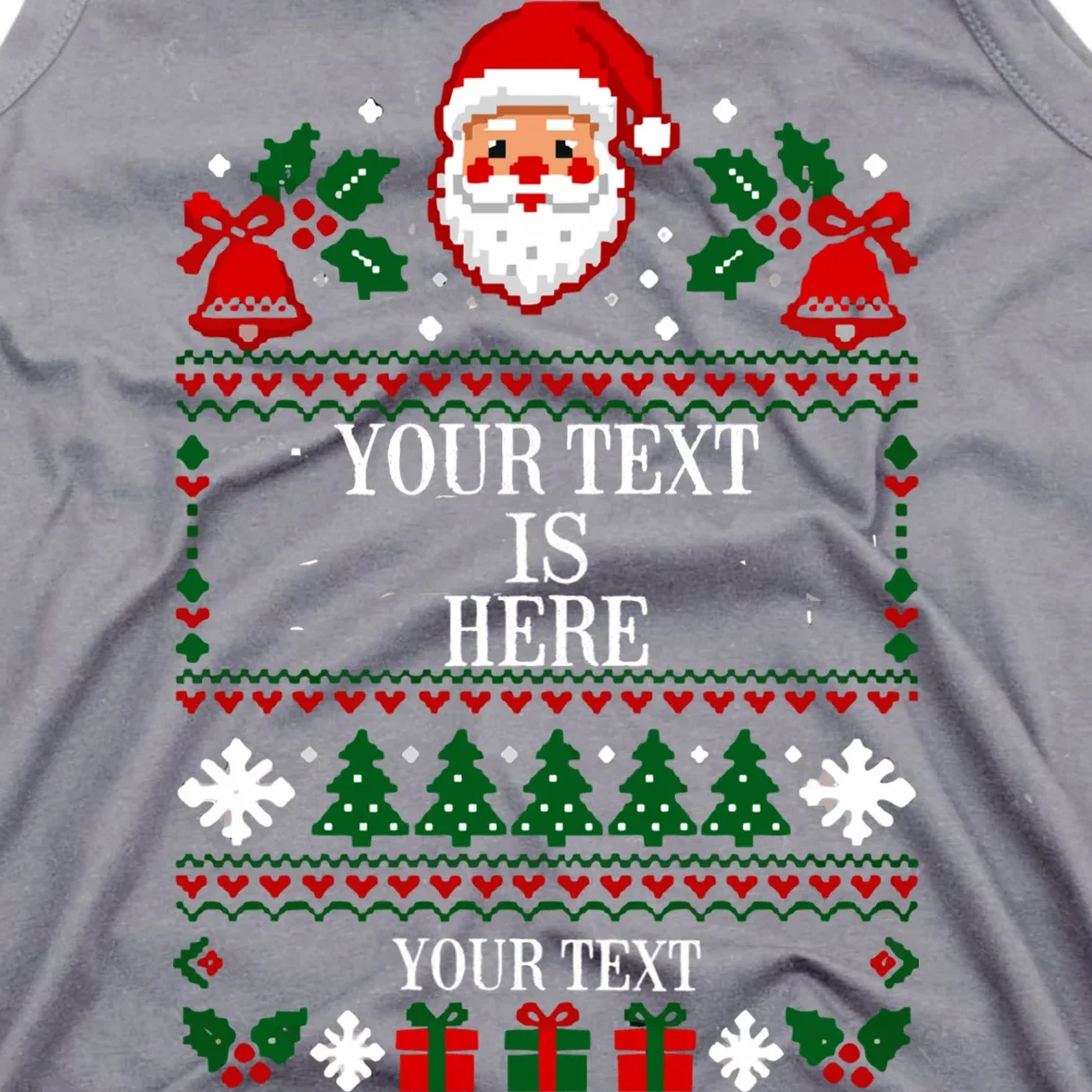 Custom Christmas Text Men's Tank Top - Front - Close-up
