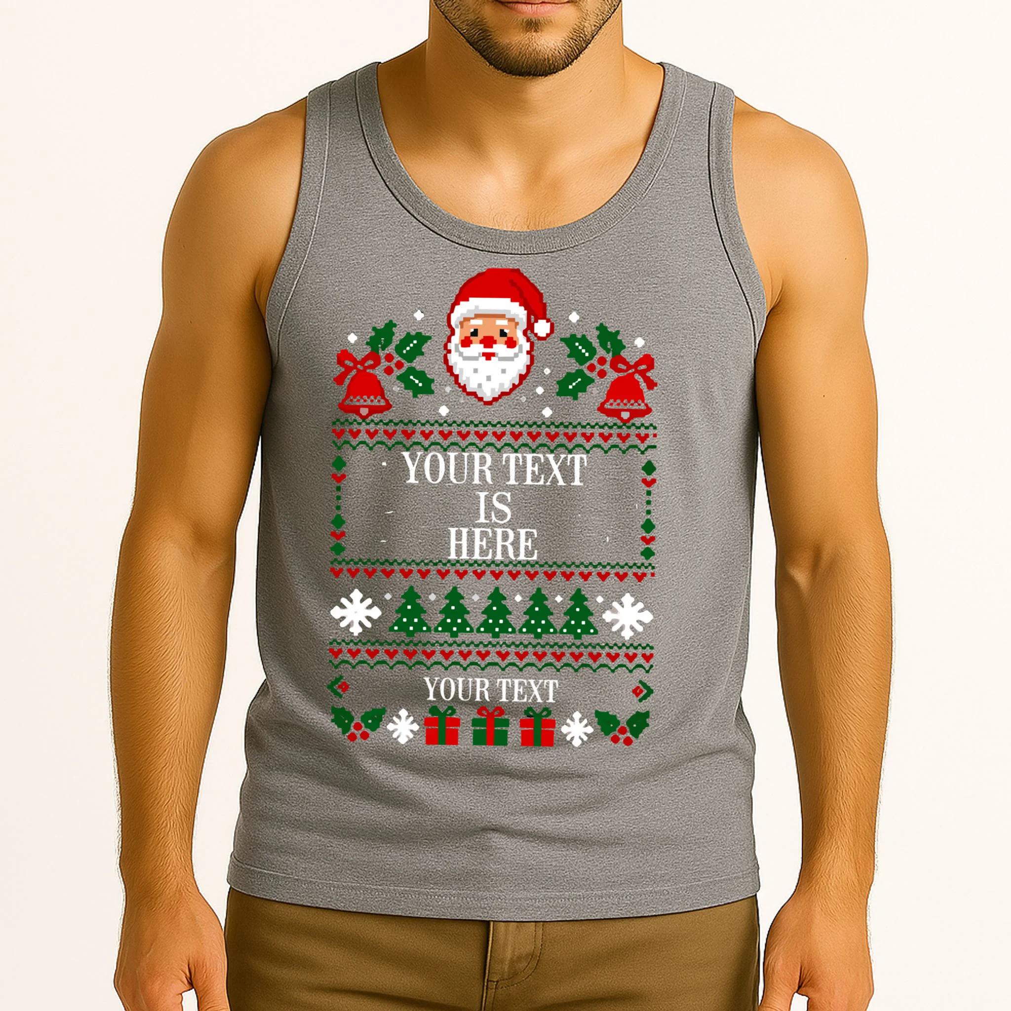 Custom Christmas Text Men's Tank Top - Front 2