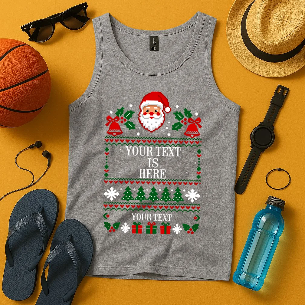 Custom Christmas Text Men's Tank Top - Front 3