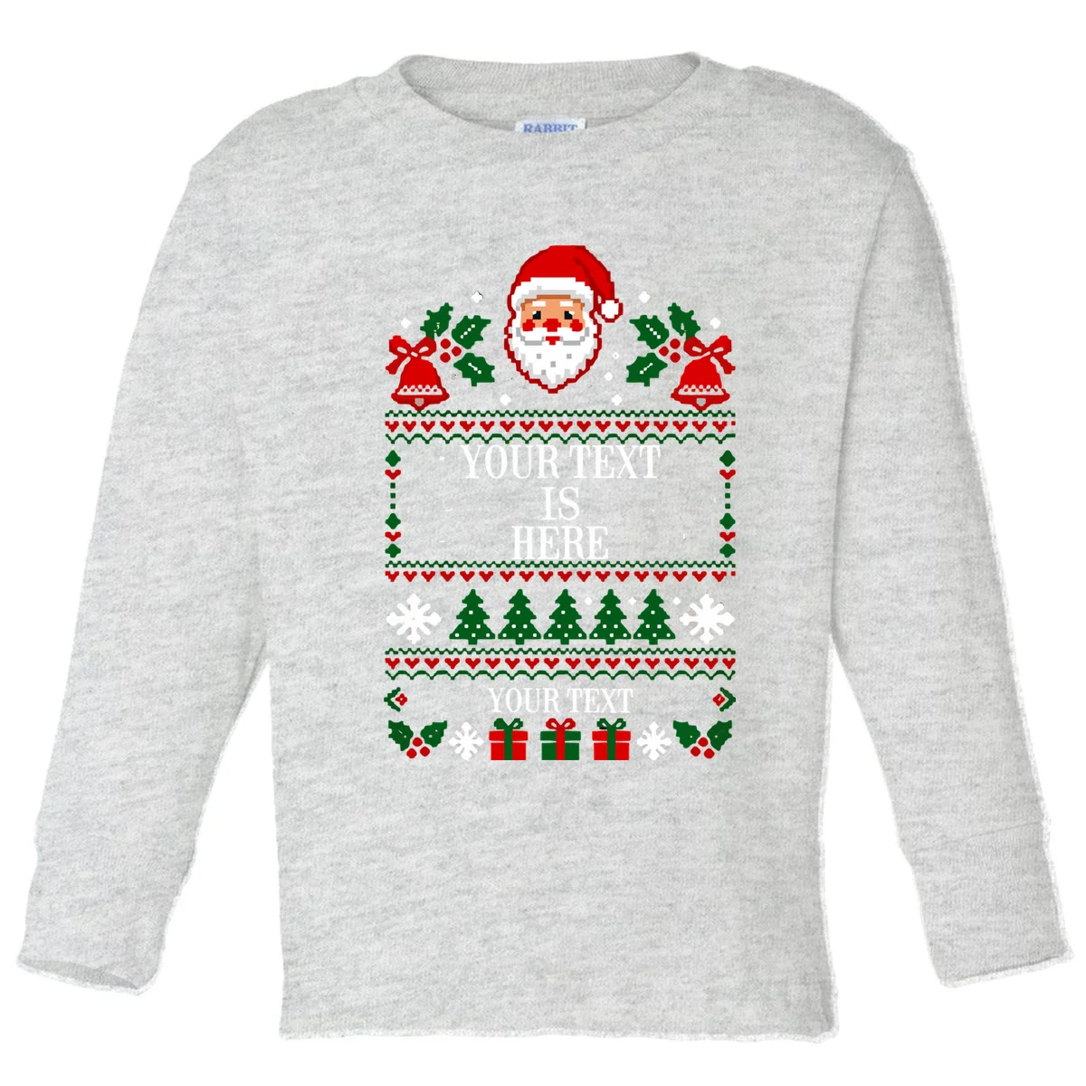 Custom Christmas Text Toddler Long Sleeve Shirt - Front