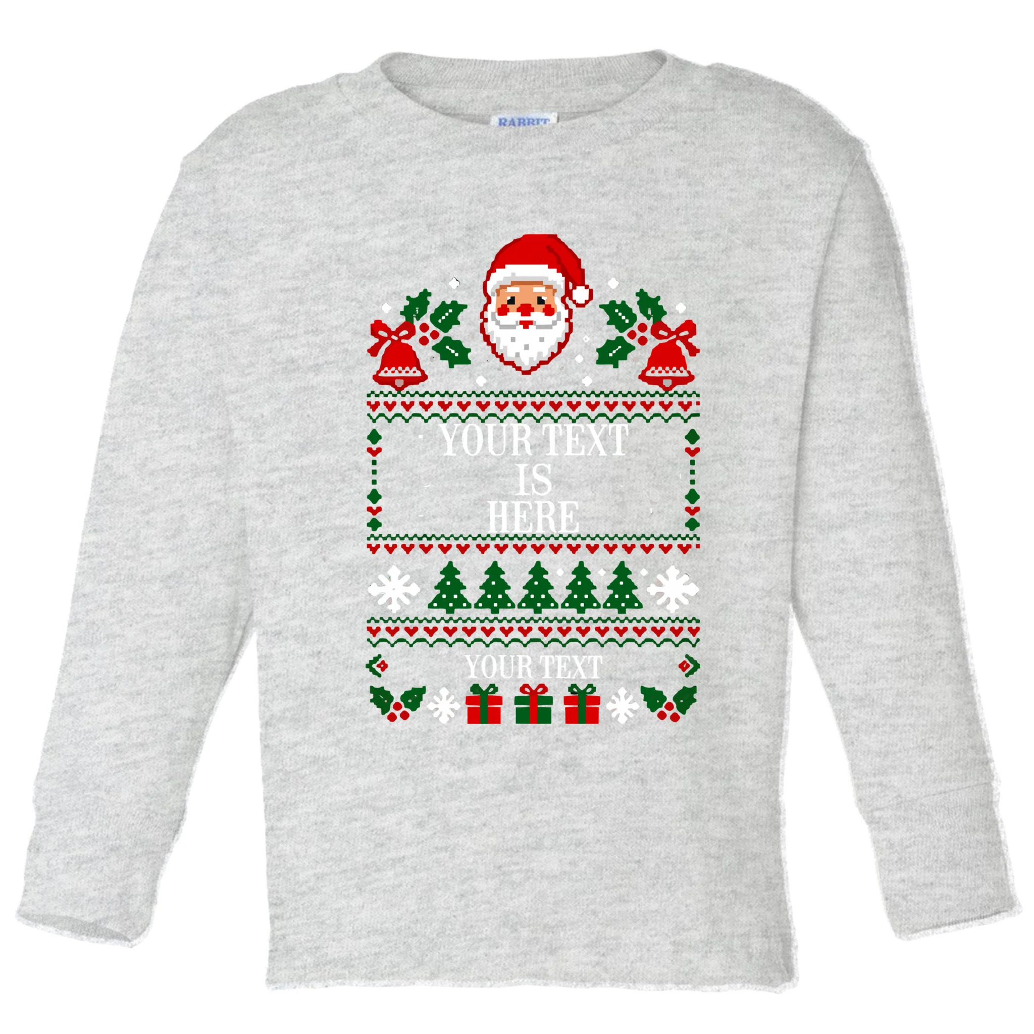 Custom Christmas Text Toddler Long Sleeve Shirt - Front