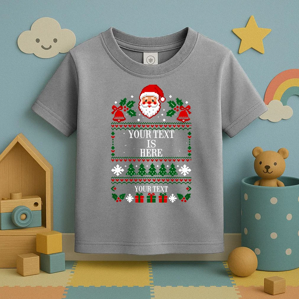 Custom Christmas Text Toddler T-Shirt - Front 2