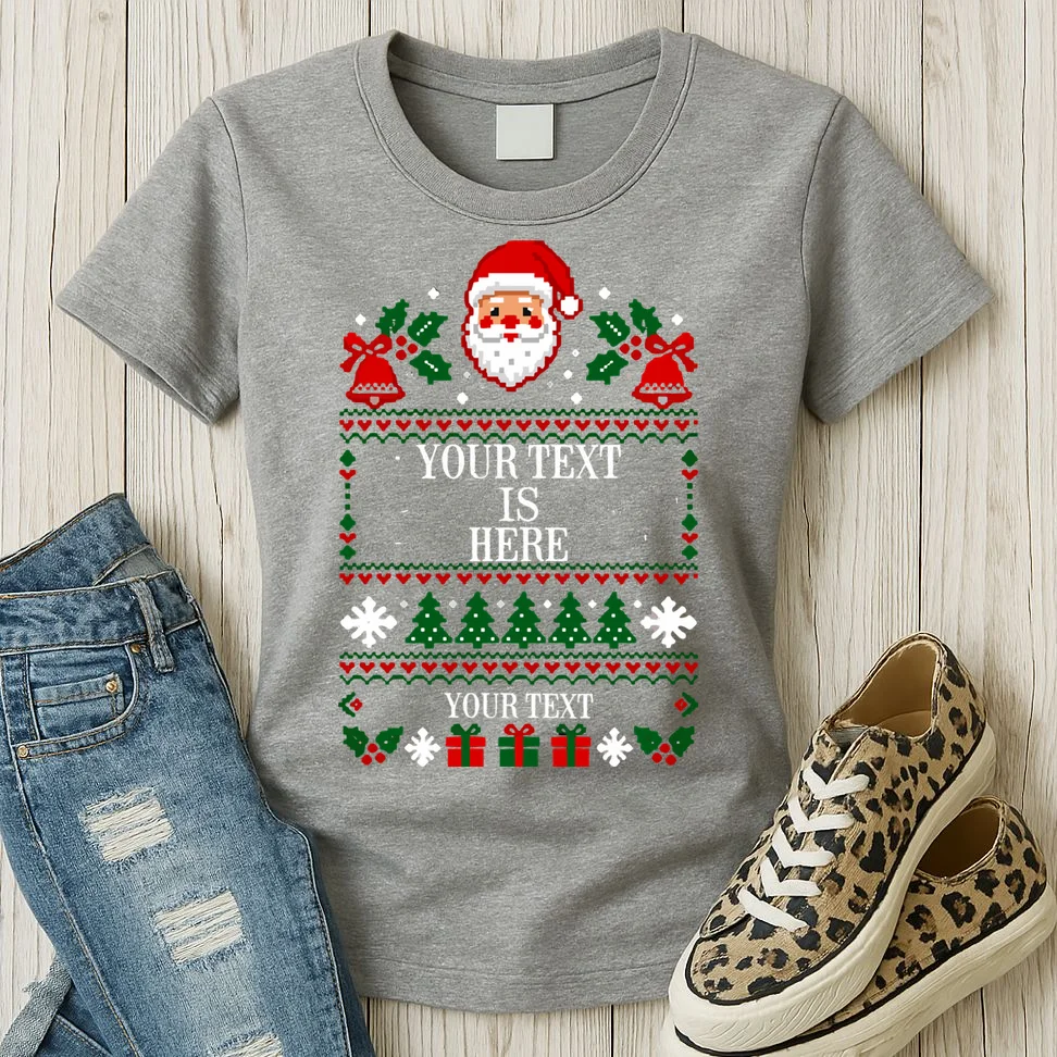 Custom Christmas Text Women's T-Shirt - Front 2