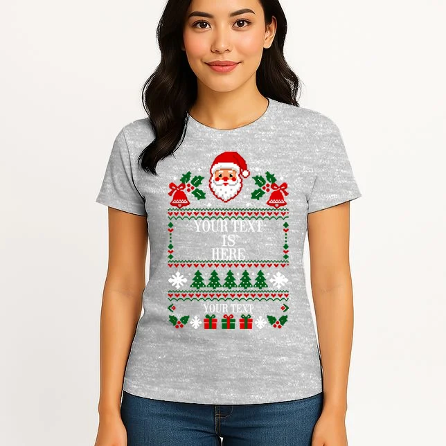 Custom Christmas Text Women's T-Shirt - Front 3