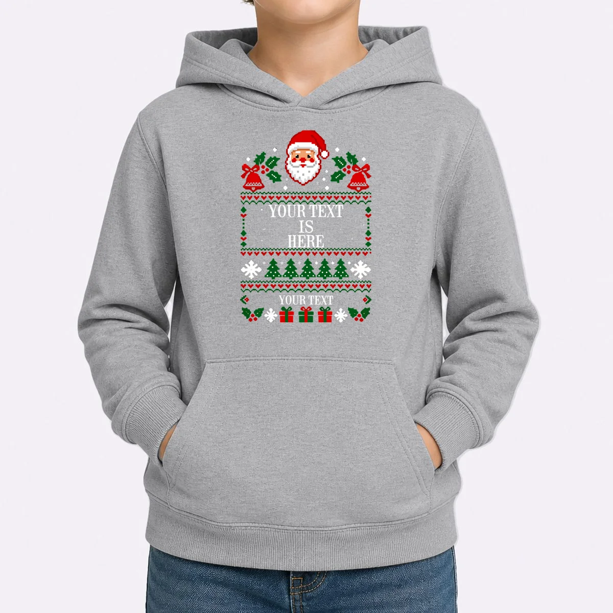 Custom Christmas Text Kids Hoodie - Front 1