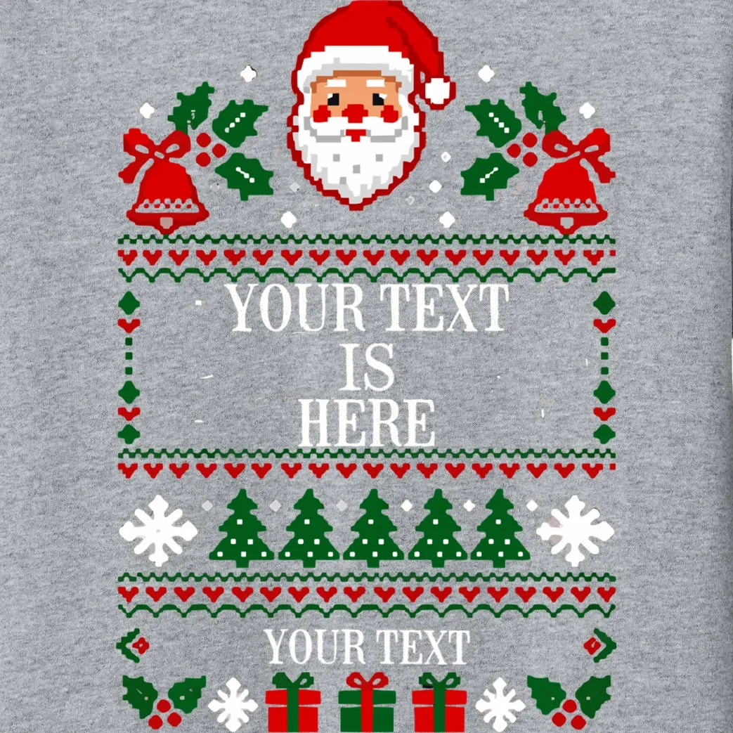 Custom Christmas Text Kids Long Sleeve Pajamas - Front - Close-up