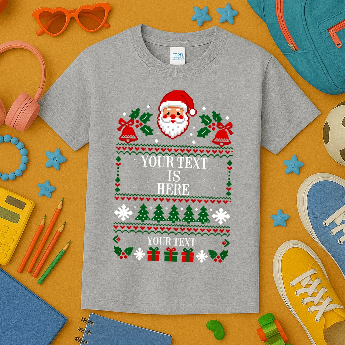 Custom Christmas Text Kids T-Shirt - Front 2
