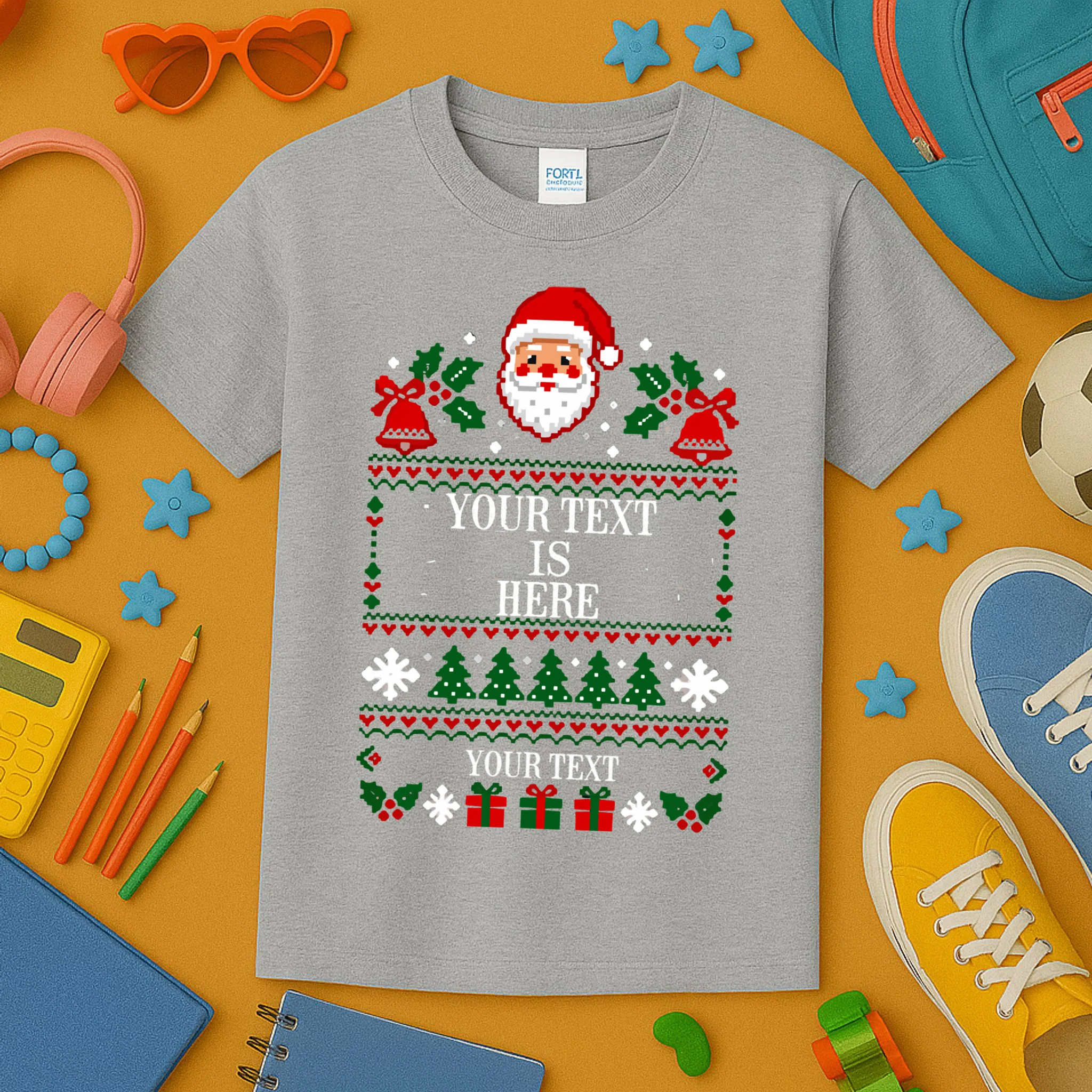 Custom Christmas Text Kids T-Shirt - Front 2
