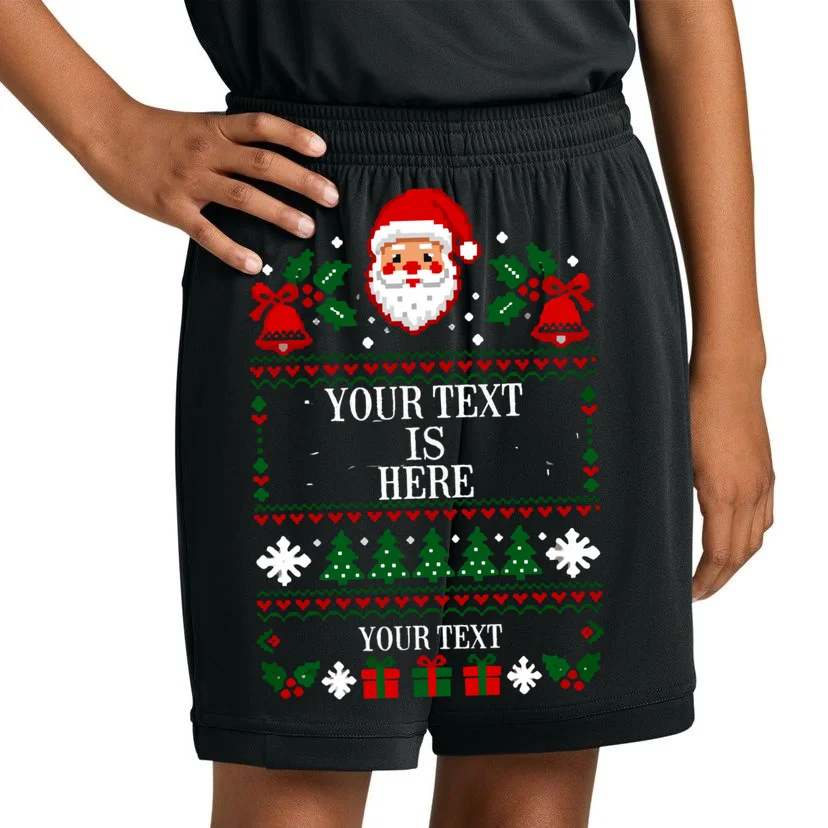 Personalized Christmas Text Shirt, Custom Christmas Message Tee Kids Shorts - Front 1