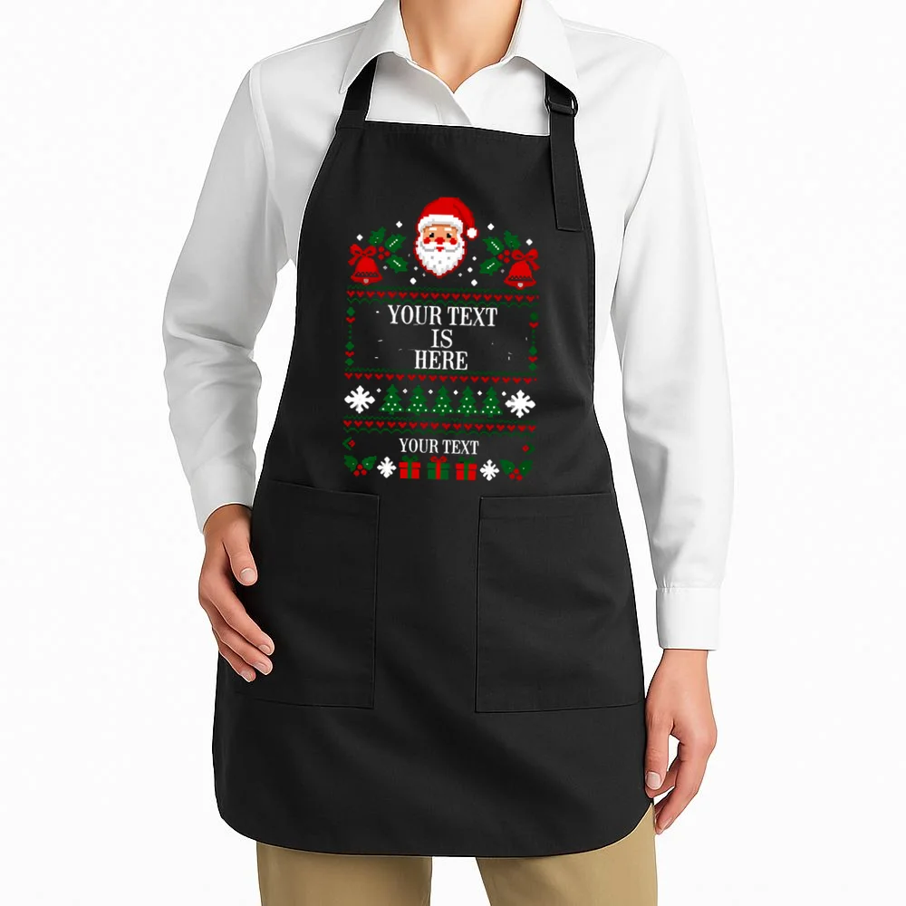 Personalized Christmas Text Shirt, Custom Christmas Message Tee Apron - Front 1