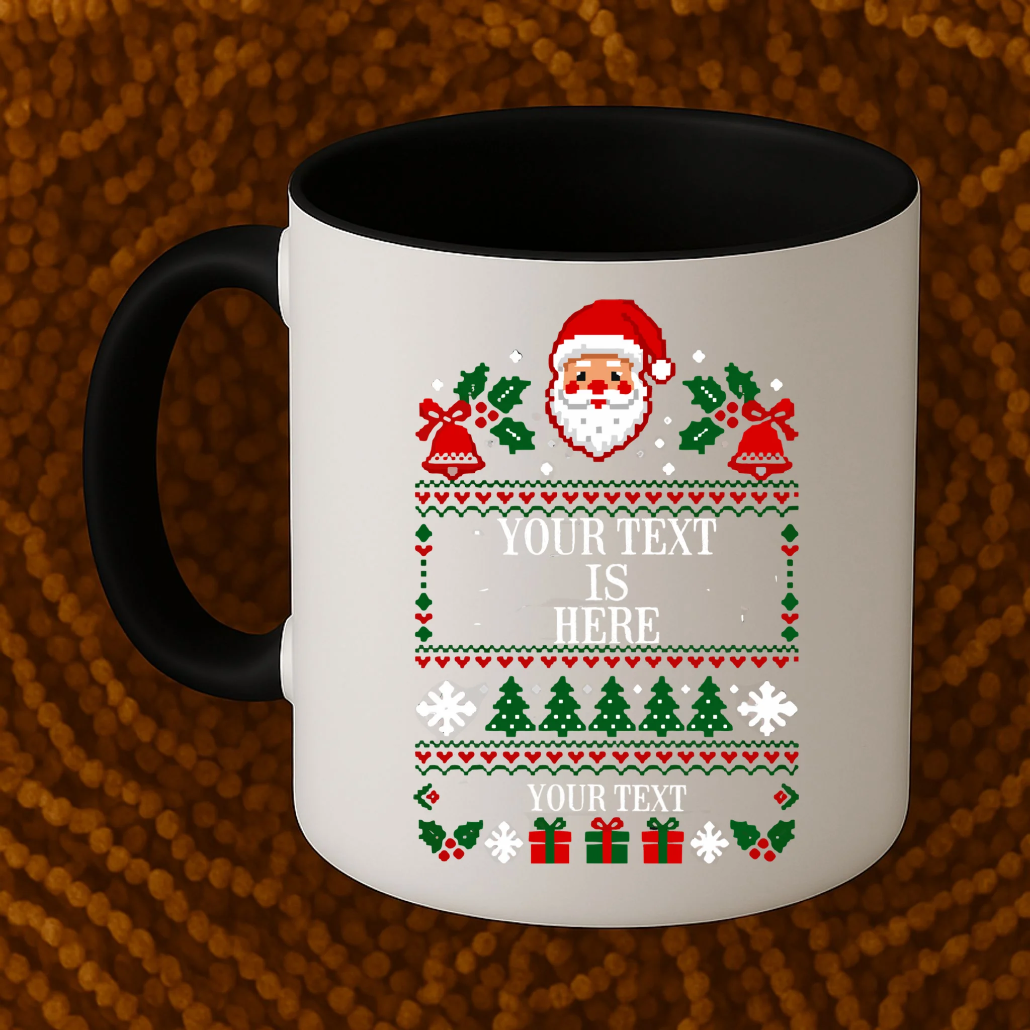 Personalized Christmas Text Shirt, Custom Christmas Message Tee Mug - Front 1
