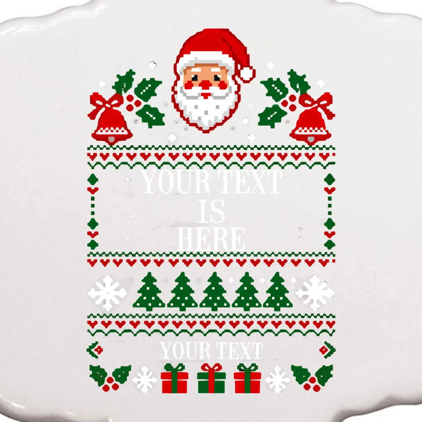 Personalized Christmas Text Shirt, Custom Christmas Message Tee Ornament - Front - Close-up