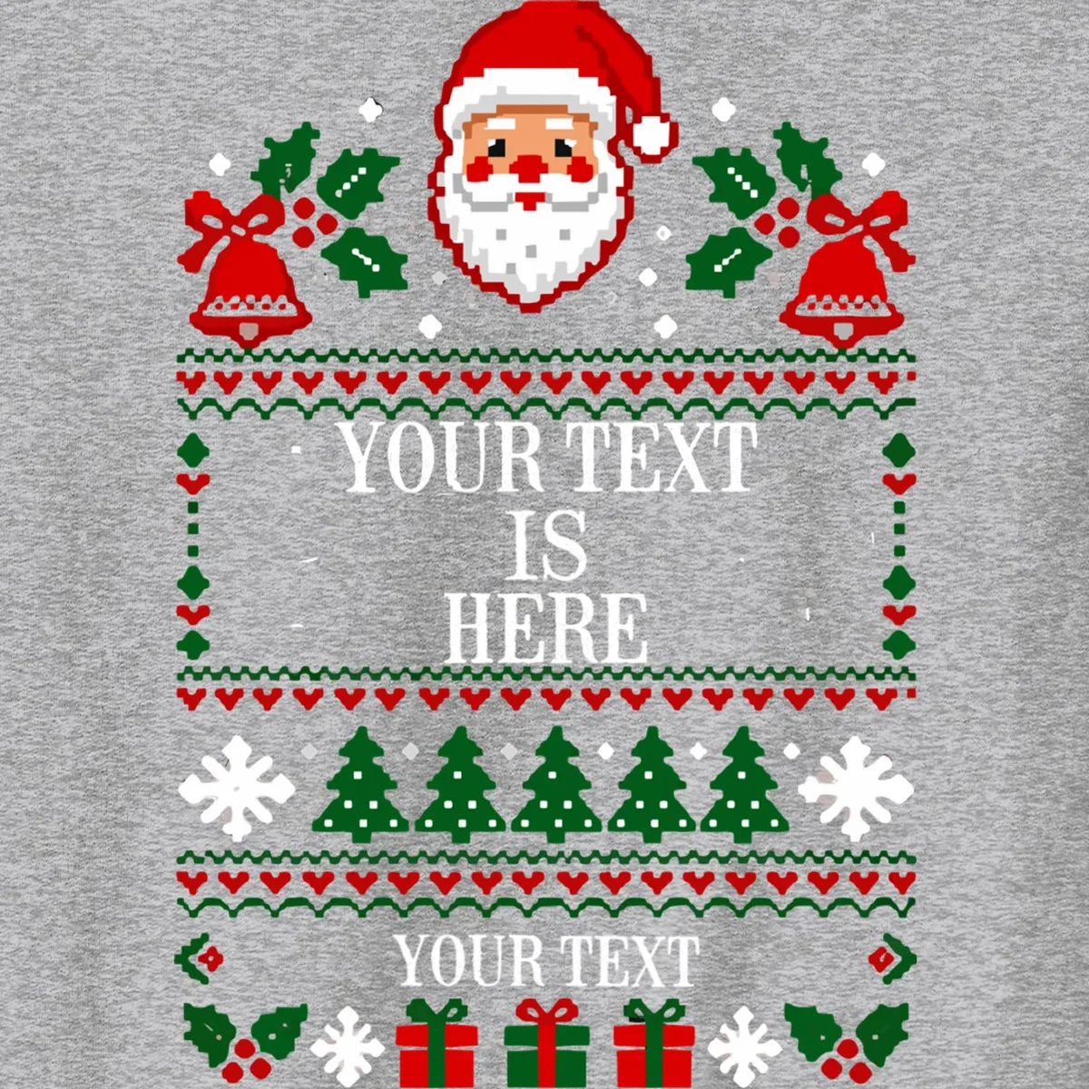 Personalized Christmas Text Shirt, Custom Christmas Message Tee Men's Sweatshirt - Front - Close-up