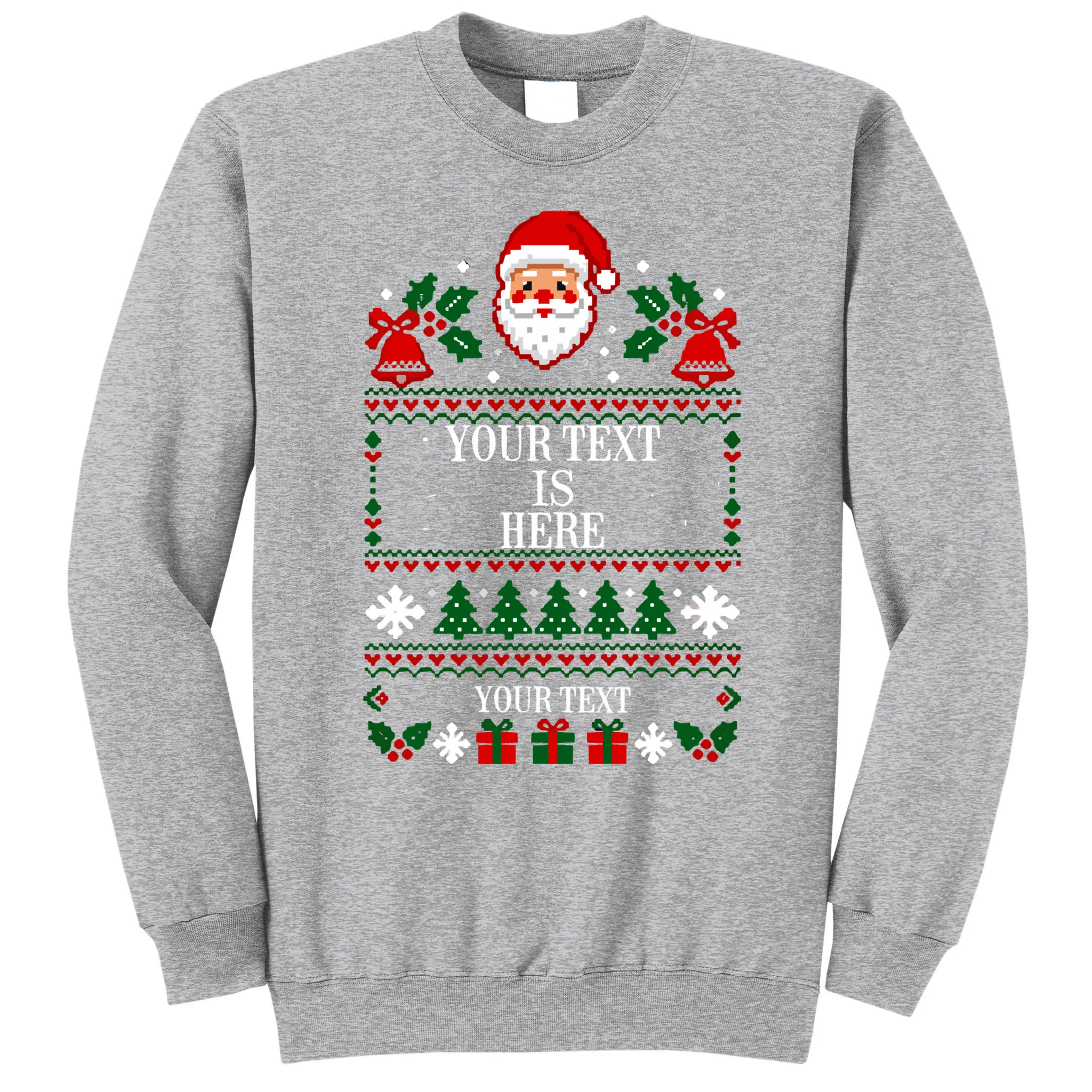 Personalized Christmas Text Shirt, Custom Christmas Message Tee Men's Sweatshirt - Front