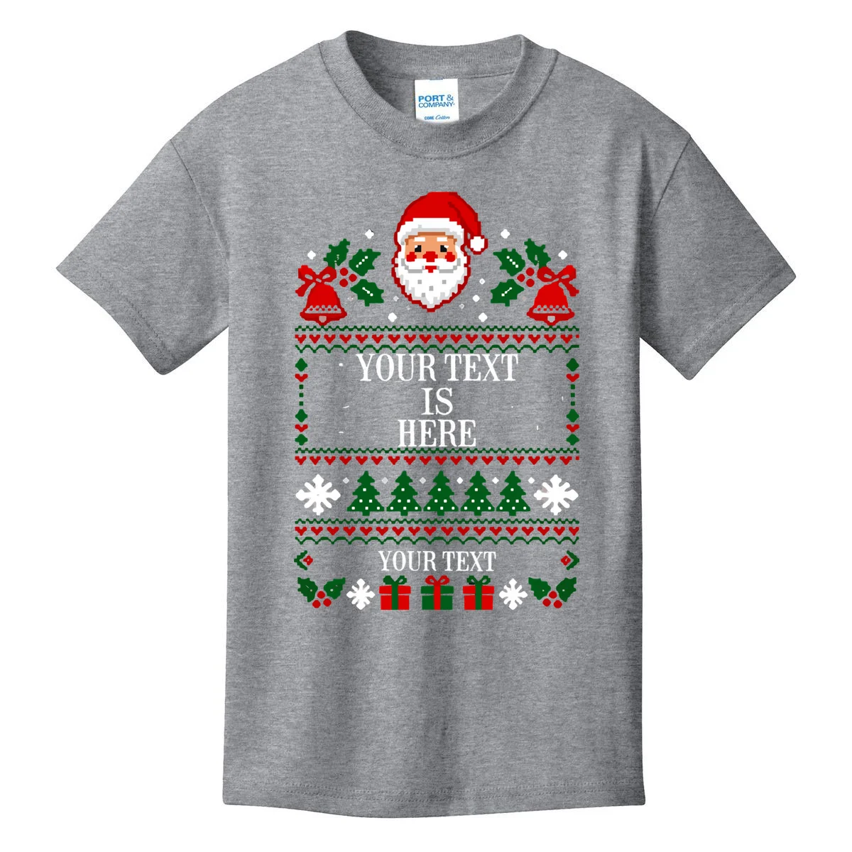 Personalized Christmas Text Shirt, Custom Christmas Message Tee Kids T-Shirt - Front